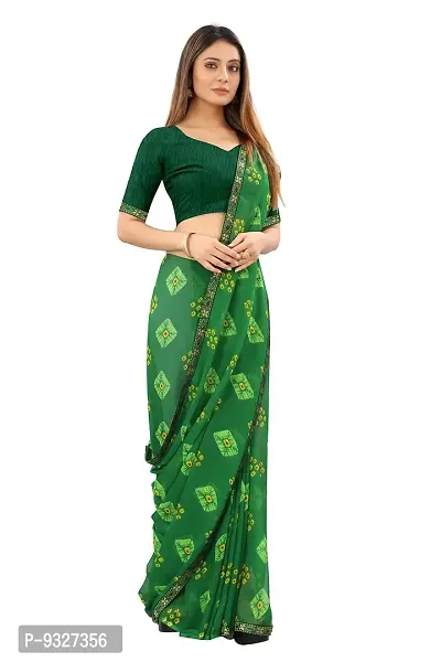 Rhey Women beautiful Chiffon Badhani Printed Saree With unstitched blouse piece for women and girl (Green)-thumb5