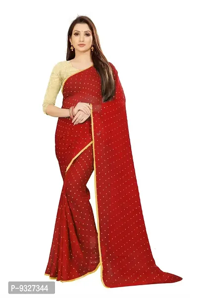 Rhey The Women's beautiful Foil Printed Saree With unstitched blouse piece for women's and girl's (Red)