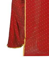 Rhey The Women's beautiful Chiffon Foil Printed Saree With unstitched blouse piece for women's and girl's (Red)-thumb4