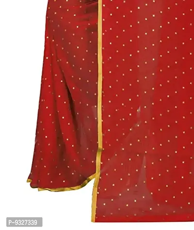 Rhey The Women's beautiful Chiffon Foil Printed Saree With unstitched blouse piece for women's and girl's (Red)-thumb5