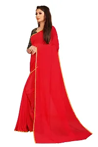 Rhey The Festive Plain Georgette Saree With Unstitched Jaquard Blouse Piece (Maroon)-thumb1