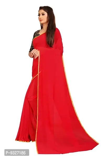 Rhey The Festive Plain Georgette Saree With Unstitched Jaquard Blouse Piece (Maroon)-thumb2