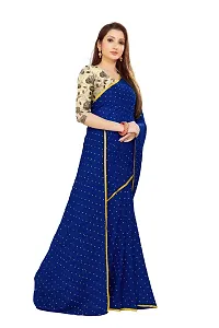 Rhey The Women's beautiful Foil Printed Saree With unstitched blouse piece for women's and girl's (Dark Blue)-thumb2