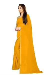 Rhey The Women's beautiful Foil Printed Saree With unstitched blouse piece for women's and girl's (Yellow)-thumb3