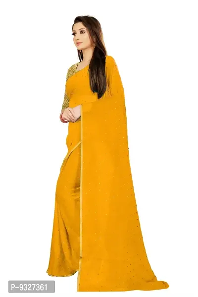 Rhey The Women's beautiful Foil Printed Saree With unstitched blouse piece for women's and girl's (Yellow)-thumb4