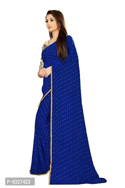 Rhey The Women's beautiful Foil Printed Saree With unstitched blouse piece for women's and girl's (Dark Blue)-thumb2