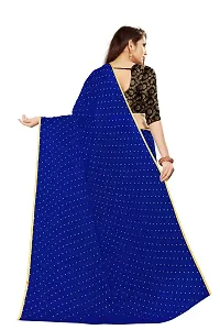 Rhey The Women's beautiful Chiffon Foil Printed Saree With unstitched blouse piece for women's and girl's (Dark Blue)-thumb3