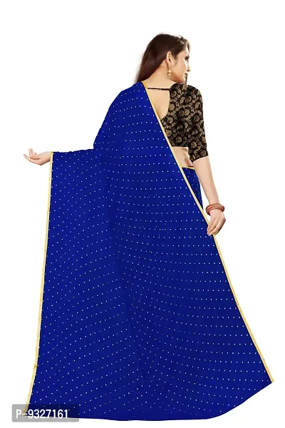 Rhey The Women's beautiful Chiffon Foil Printed Saree With unstitched blouse piece for women's and girl's (Dark Blue)-thumb4