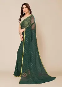 Stylish Green Chiffon Saree With Blouse Piece For Women-thumb1