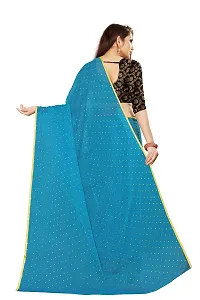 Rhey The Women's beautiful Chiffon Foil Printed Saree With unstitched blouse piece for women's and girl's (Light Blue)-thumb3