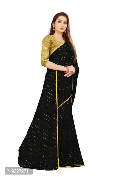 Rhey The Women's beautiful Foil Printed Saree With unstitched blouse piece for women's and girl's (Black)-thumb5