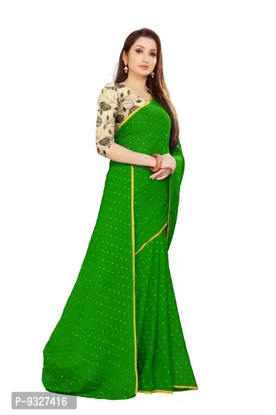 Rhey The Women's beautiful Foil Printed Saree With unstitched blouse piece for women's and girl's (Green)-thumb3