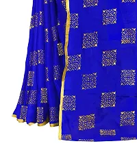 Rhey The women foil printed chiffon saree with Unstitched blouse piece (Dark Blue)-thumb2