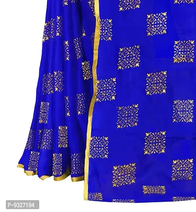 Rhey The women foil printed chiffon saree with Unstitched blouse piece (Dark Blue)-thumb3