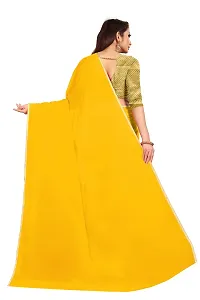 Rhey The Festive Plain Georgette Saree With unstitched Jaquard Blouse Piece (Yellow)-thumb1