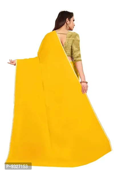 Rhey The Festive Plain Georgette Saree With unstitched Jaquard Blouse Piece (Yellow)-thumb2