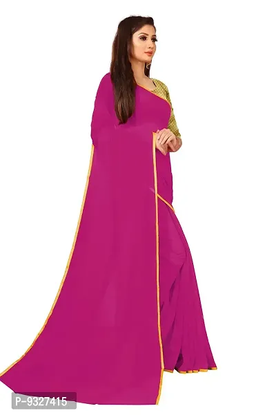 Rhey The Festive Plain Georgette Saree With Unstitched Jaquard Blouse Piece (Purple)-thumb5
