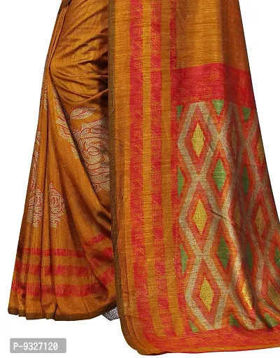 Rhey The Women's Printed Silk Saree With Unstitched Blouse Piece (Mustard)-thumb3