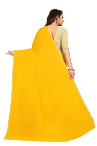 Rhey The Festive Plain Georgette Saree With Unstitched Jaquard Blouse Piece (Yellow)-thumb1