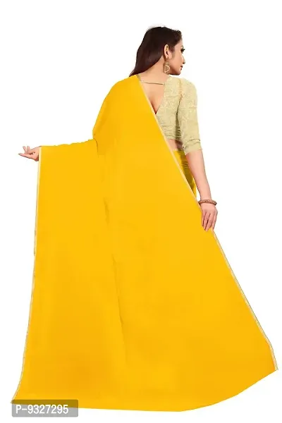 Rhey The Festive Plain Georgette Saree With Unstitched Jaquard Blouse Piece (Yellow)-thumb2