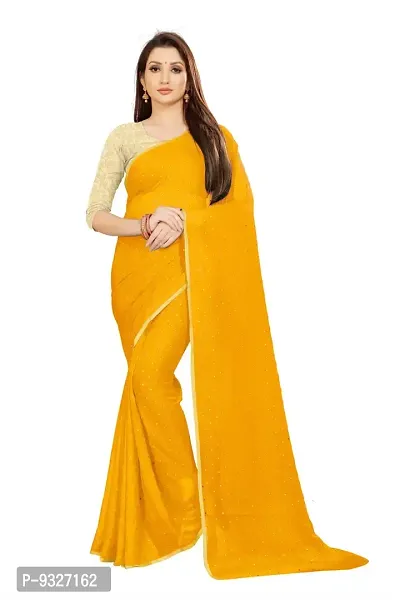 Rhey The Women's beautiful Foil Printed Saree With unstitched blouse piece for women's and girl's (Yellow)