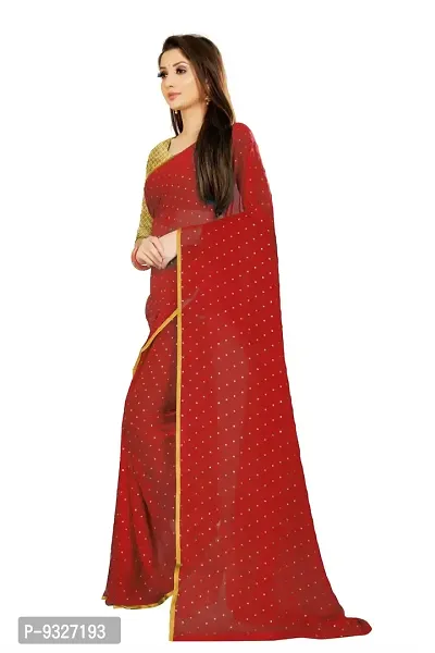 Rhey The Women's beautiful Foil Printed Saree With unstitched blouse piece for women's and girl's (Red)-thumb2