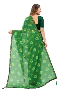 Rhey Women beautiful Chiffon Badhani Printed Saree With unstitched blouse piece for women and girl (Green)-thumb1