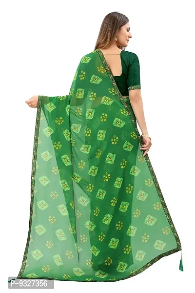 Rhey Women beautiful Chiffon Badhani Printed Saree With unstitched blouse piece for women and girl (Green)-thumb2