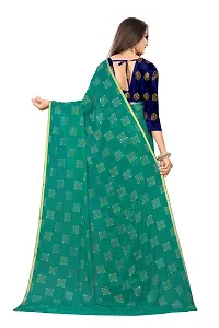 Rhey Women's Chiffon Saree With Blouse Piece (RBOXNG10_Dark Green)-thumb1