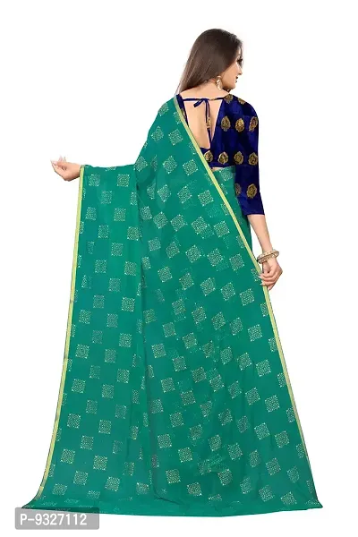 Rhey Women's Chiffon Saree With Blouse Piece (RBOXNG10_Dark Green)-thumb2