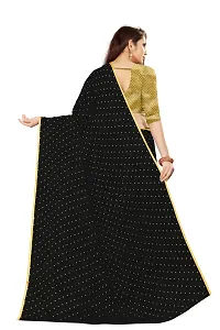 Rhey The Women's beautiful Foil Printed Saree With unstitched blouse piece for women's and girl's (Black)-thumb1