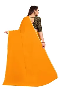 Rhey The Festive Plain Georgette Saree With Unstitched Jaquard Blouse Piece (Orange)-thumb3