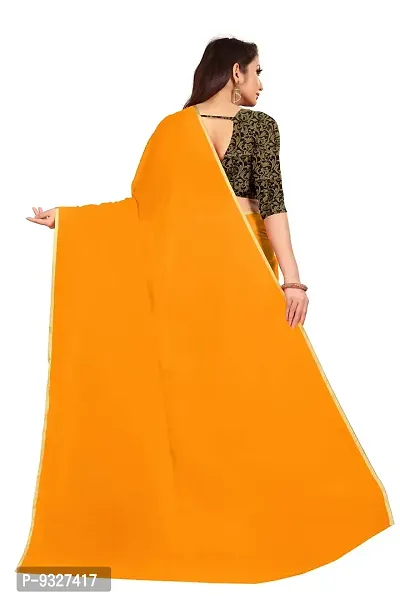 Rhey The Festive Plain Georgette Saree With Unstitched Jaquard Blouse Piece (Orange)-thumb4