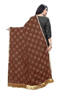 Rhey The new trending beautiful soft chiffon printed dupatta/chunnis/stole/wrap with golden tassels for women's and girl's (brown) free size-thumb2