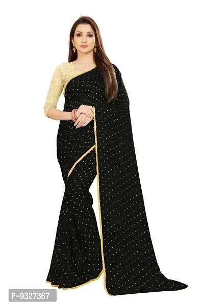 Rhey The Women's beautiful Foil Printed Saree With unstitched blouse piece for women's and girl's (Black)