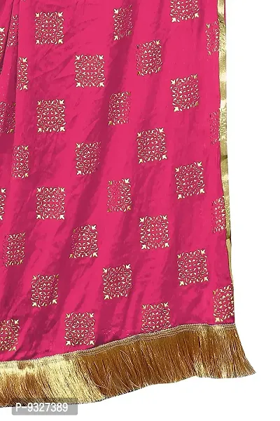 Rhey The new trending beautiful soft chiffon printed dupatta/chunnis/stole/wrap with golden tassels for women's and girl's (Pink) free size-thumb4