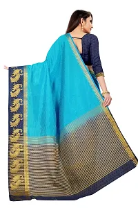 Rhey Woven Zari Work Light Blue Color Kanjivaram Silk Saree With blouse Piece (Blue)-thumb2