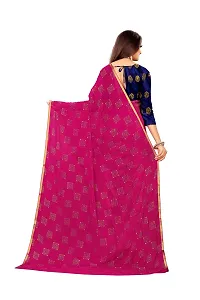 Rhey The Women Foil Printed Work Chiffon Saree With Unstitched Blouse Piece (Pink)-thumb1