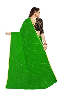 RHEY Women's Pure Chiffon Banarasi Weaving Printed Saree - Gold Zari Border with Jaquard Blouse Piece (Colour - Green)-thumb1