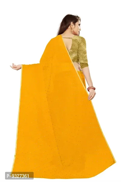 Rhey The Women's beautiful Foil Printed Saree With unstitched blouse piece for women's and girl's (Yellow)-thumb2