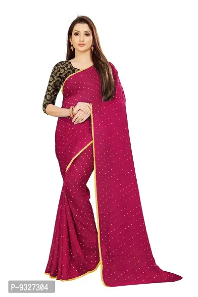 Rhey The Women's beautiful Chiffon Foil Printed Saree With unstitched blouse piece for women's and girl's (Pink)