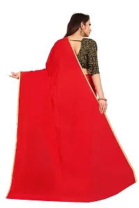 Rhey The Festive Plain Georgette Saree With Unstitched Jaquard Blouse Piece (Maroon)-thumb3