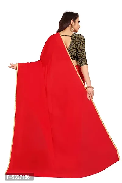 Rhey The Festive Plain Georgette Saree With Unstitched Jaquard Blouse Piece (Maroon)-thumb4