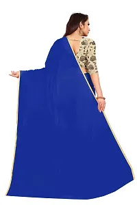 Rhey The Festive Plain Georgette Saree With Unstitched Jaquard Blouse Piece (Blue)-thumb3