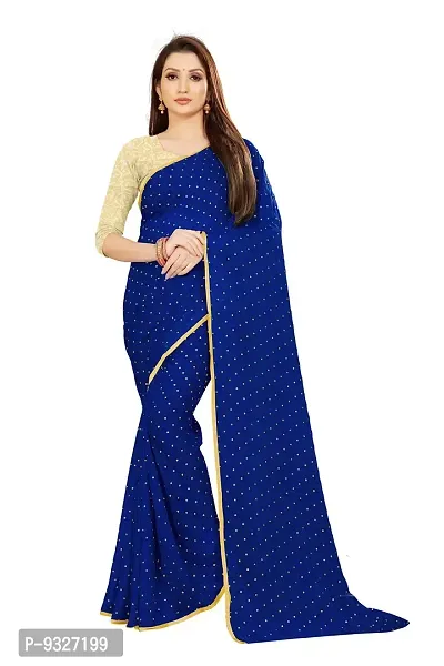 Rhey The Women's beautiful Foil Printed Saree With unstitched blouse piece for women's and girl's (Dark Blue)