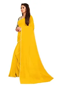 Rhey The Festive Plain Georgette Saree With Unstitched Jaquard Blouse Piece (Yellow)-thumb3