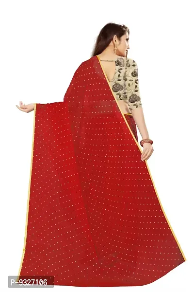 Rhey The Women's beautiful Foil Printed Saree With unstitched blouse piece for women's and girl's (Red)-thumb4