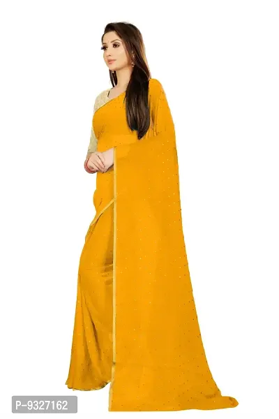 Rhey The Women's beautiful Foil Printed Saree With unstitched blouse piece for women's and girl's (Yellow)-thumb4