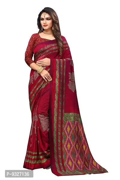 RHEY Women's Pure Silk Banarasi weaving Saree with Silk Blouse Piece (Colour - Maroon) - Zari Work with Tassels-thumb0