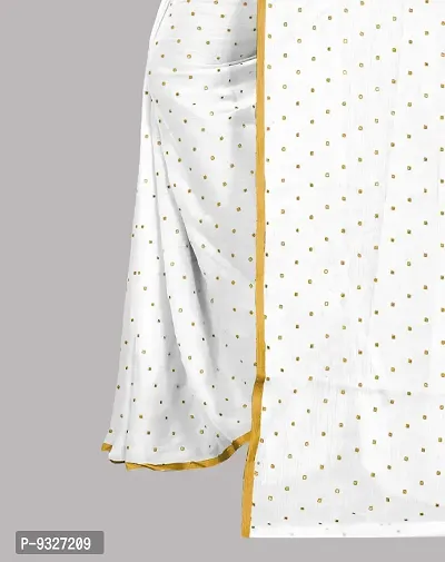 Rhey The Women's beautiful Foil Printed Saree With unstitched blouse piece for women's and girl's (White)-thumb3